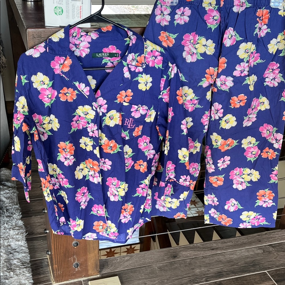 Ralph Lauren Kids Floral Pajama Set - Navy and Multicolor